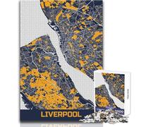 Rompecabezas para Adultos de 1000 Piezas con Mapa de Liverpool, Juegos relajantes, escapadas, Pasatiempos, Regalos para el Amigo Secreto, tamaño 50x75cm