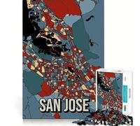 Rompecabezas para Adultos de 1000 Piezas con Mapa Retro de la Ciudad de San José,Corte Premium,Juego de Habilidad Mental,Entretenimiento sin Preocupaciones,decoración navideña para la Pared (38x52cm)