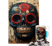 Rompecabezas para Adultos de 1000 Piezas con máscara de Calavera del Día de Muertos Juguete Decorativo para Pared Regalos para Mujeres Regalos para Amigos y Familiares (tamaño 38x26cm)
