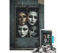 Rompecabezas para Adultos de 1000 Piezas con máscaras espeluznantes en una Caja Un Reto Educativo para la diversión Familiar Un Juguete Decorativo para la Pared Apto para Mayores de 14 años (50x75cm)