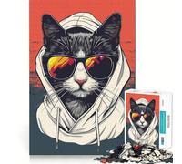 Rompecabezas para Adultos de 1000 Piezas con Meme de Gato y temática de gángsters Juego de Ajuste preciso Juguete Inteligente para el Cerebro Tiempo Libre Regalo de cumpleaños para la Mente (38x26cm)