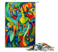 Rompecabezas para Adultos de 1000 Piezas con Motivos felinos Abstractos El Montaje de Patrones Ayuda a ejercitar la Mente Un Juguete adictivo para Cultivar la Paciencia 75x50cm