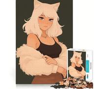 Rompecabezas para Adultos de 1000 Piezas con Orejas de Gato,Estilo Anime,diseño de Bordes precisos,Ideal para estimular la Mente,Jugar en Silencio o como Regalo de cumpleaños (38x26cm)