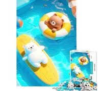Rompecabezas para Adultos de 1000 Piezas con Ositos adorables en una Piscina Difícil y desafiante Mejora la Memoria Juguete Educativo para Mayores de 14 años 50x75cm