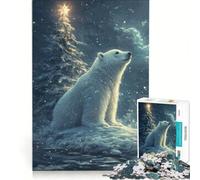 Rompecabezas para Adultos de 1000 Piezas con Oso Polar árbol de Navidad y Escena Invernal Juego Educativo de dificultad Alta cumpleaños y Navidad 38x26cm