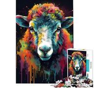Rompecabezas para Adultos de 1000 Piezas con ovejas Coloridas y goteos Ayuda a ejercitar el Cerebro Regalos para Mujeres Juguetes antiestrés para Mayores de 14 años Juego de Rompecabezas 38x52cm