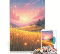 Rompecabezas para Adultos de 1000 Piezas con Paisaje de Atardecer en un Campo Dorado, Juegos relajantes, para desconectar intelectualmente, Regalo de cumpleaños, Regalo de Viaje 50x75cm