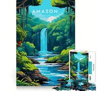 Rompecabezas para Adultos de 1000 Piezas con Paisaje de Cascada en la Selva amazónica Juego de Entrenamiento cognitivo con Encaje Huecos Actividad Relajante para la Mente (38x26cm)