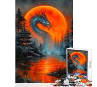 Rompecabezas para Adultos de 1000 Piezas con Paisaje de dragón Luna y Pagoda Juguete Educativo Regalos y Juguetes geniales Juegos educativos interacción Entre Padres e Hijos tamaño 50x75cm