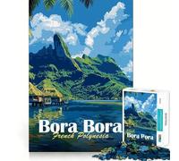 Rompecabezas para Adultos de 1000 Piezas con Paisaje de la Isla de Bora Bora,Juego de Bordes limpios,Juguete de construcción Que fomenta la concentración,diversión para Jugar despacio,Regalo de Ocio