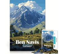 Rompecabezas para Adultos de 1000 Piezas con Paisaje de la montaña Ben Nevis,Corte preciso,Arte,diversión cognitiva,Juego de Ocio, Relajante (50x75cm)