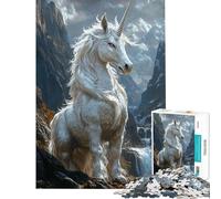 Rompecabezas para Adultos de 1000 Piezas con Paisaje de montaña y Unicornios Un Reto para completar Juguetes educativos de Bricolaje para Mayores de 14 años Juego de Rompecabezas Incluido (38x52cm)