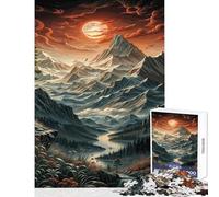 Rompecabezas para Adultos de 1000 Piezas con Paisaje de río y montaña al Atardecer Juguetes antiestrés Grandes Regalos y Juguetes Juegos relajantes Entrena tu Cerebro y Tus Manos Tamaño 38x26cm