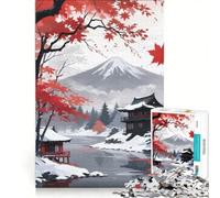 Rompecabezas para Adultos de 1000 Piezas con Paisaje del Monte Fuji, Juguetes antiestrés, Ideales para la interacción Entre Padres e Hijos, cumpleaños 50x75cm