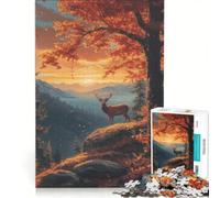 Rompecabezas para Adultos de 1000 Piezas con Paisaje otoñal de Ciervos, Juego Familiar, Mejora la Memoria, Ideal para Decorar el Escritorio, 50x75cm