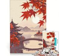 Rompecabezas para Adultos de 1000 Piezas con Paisaje otoñal japonés, Ideal para Decorar la Pared o como Adorno, con póster y Hoja de curiosidades a Juego 50x75cm