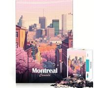 Rompecabezas para Adultos de 1000 Piezas con Paisaje Urbano de Montreal,Canadá,con Flores de Cerezo Juego de ingenio y Desarrollo Mental Divertido y Relajante Regalo Ideal para Navidad (38x26cm)