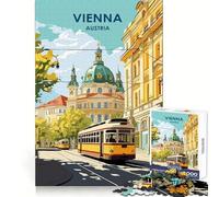 Rompecabezas para Adultos de 1000 Piezas con Paisaje Urbano de Viena, Austria, con tranvía Mejora la Memoria Fácil de Usar Corte de precisión (38x52cm)