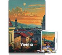 Rompecabezas para Adultos de 1000 Piezas con Paisaje Urbano de Viena y Atardecer, Juego Educativo Familiar, Regalo antiestrés para cumpleaños, tamaño 38x26cm