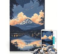 Rompecabezas para Adultos de 1000 Piezas con paisajes japoneses nocturnos de montaña y Lago Juego práctico para Relajarse intelectualmente Regalo de cumpleaños o para viajeros 38x26cm