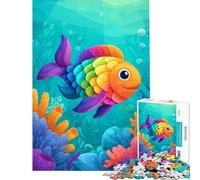 Rompecabezas para Adultos de 1000 Piezas con Peces Coloridos en un Dibujo Animado del océano Ayuda a ejercitar el Cerebro Una Obra de Arte Juegos relajantes para Mayores de 14 años 50x75cm