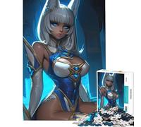 Rompecabezas para Adultos de 1000 Piezas con Personaje Femenino de Anime en Azul y Blanco Juego desafiante Juguete Educativo decoración Perfecta Regalo Divertido (tamaño 38x52cm)