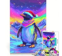 Rompecabezas para Adultos de 1000 Piezas con pingüinos Relacionados con la Navidad, Juguete Educativo, Montaje de Patrones, con póster y Hoja de Preguntas y respuestas a Juego 50x75cm