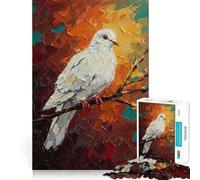 Rompecabezas para adultos de 1000 piezas con pintura al óleo de paloma blanca en una rama Juego mental Regalo ideal Troquelado de alta precisión Actividad relajante para grupos en interiores (38x26cm)