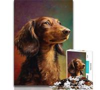 Rompecabezas para Adultos de 1000 Piezas con Pintura al óleo de un Perro Salchicha Cada Pieza es única Un Juego Familiar desafiante y Divertido (tamaño 38x26cm)