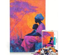 Rompecabezas para Adultos de 1000 Piezas con Pintura de Arte Africano de Madre e Hijo Juego práctico difícil y desafiante Toda la Familia 50x75cm