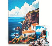 Rompecabezas para Adultos de 1000 Piezas con póster artístico de Madeira Portugal Juguete Educativo Divertido y con Humor con póster y Hoja de Preguntas a Juego 38x26cm