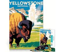 Rompecabezas para adultos de 1000 piezas con póster de bisontes del Parque Nacional de Yellowstone Juego de memoria mental de alta precisión Manualidad para momentos de tranquilidad y ejercicio mental