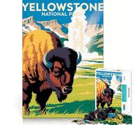 Rompecabezas para adultos de 1000 piezas con póster de bisontes del Parque Nacional de Yellowstone Juego de memoria mental de alta precisión Manualidad para momentos de tranquilidad y ejercicio mental