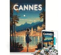 Rompecabezas para Adultos de 1000 Piezas con póster de Cannes De Nuit, Juegos relajantes, Actividades Divertidas para Hacer en casa, para Fortalecer el Amor en Pareja 38x52cm