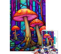 Rompecabezas para Adultos de 1000 Piezas con póster de Hongos psilocibina Actividades Divertidas para Hacer en casa Mejora la Memoria Juego práctico para Mayores de 14 años (38x52cm)