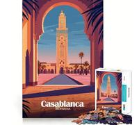 Rompecabezas para Adultos de 1000 Piezas con póster de la Mezquita de Casablanca Juego de Ajuste preciso Juguete Inteligente para el Cerebro Tiempo Libre Regalo de cumpleaños para la Mente (50x75cm)