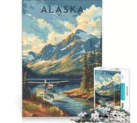 Rompecabezas para Adultos de 1000 Piezas con póster de Viaje a Alaska, un Juego práctico, Divertido y con Humor, Ideal para añadir a la Lista de Deseos con Papá Noel 38x26cm