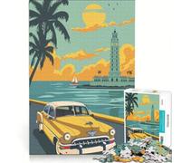 Rompecabezas para Adultos de 1000 Piezas con póster de Viaje a Cuba, Juegos relajantes, Actividades Divertidas para Hacer en casa, con póster y Hoja de Preguntas a Juego 38x26cm