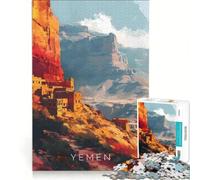 Rompecabezas para Adultos de 1000 Piezas con póster de Viaje a Yemen, Juego Interactivo, Ideal para Padres e Hijos, cumpleaños y Navidad 38x52cm