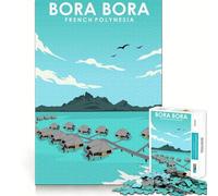 Rompecabezas para Adultos de 1000 Piezas con póster de Viaje de Bora Bora,Arte de Ajuste Perfecto,Regalo para Jugar a concentrarse,Juego para el Tiempo de Descanso,Regalo de cumpleaños 38x26cm