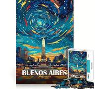 Rompecabezas para Adultos de 1000 Piezas con póster de Viaje de Buenos Aires,Argentina,Bordes impecables,Divertido Juego de concentración Mental,Juego Tranquilo,decoración navideña,Regalo (50x75cm)