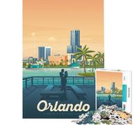 Rompecabezas para Adultos de 1000 Piezas con póster de Viaje de Orlando Juguetes adictivos para Cultivar la Paciencia Juego Familiar para Mejorar la Memoria Excelentes Regalos Tamaño 75x50cm