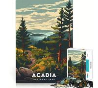 Rompecabezas para Adultos de 1000 Piezas con póster del Parque Nacional Acadia Juego Divertido para concentrarse en la Mente Juego Casual para Pasar el rato Regalo Ideal para cumpleaños (38x26cm)
