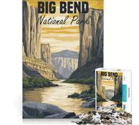 Rompecabezas para Adultos de 1000 Piezas con póster del Parque Nacional Big Bend, Juegos Divertidos, antiestrés, con Piezas de Formas aleatorias Que encajan Perfectamente 50x75cm