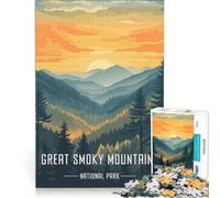 Rompecabezas para Adultos de 1000 Piezas con póster del Parque Nacional de Las Grandes Montañas Humeantes, Juego práctico, desafiante de completar, colección de Artistas, Bellas Artes 38x52cm