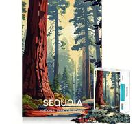 Rompecabezas para Adultos de 1000 Piezas con póster del Parque Nacional Sequoia, Bordes impecables, Divertido Juego de concentración Mental, Juego Tranquilo, decoración navideña, Regalo (50x75cm)