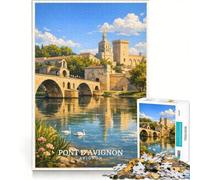 Rompecabezas para Adultos de 1000 Piezas con póster del Pont d'Avignon, Juegos Familiares, interacción Entre Padres e Hijos, Lista de Deseos con Papá Noel 50x75cm