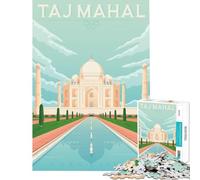 Rompecabezas para Adultos de 1000 Piezas con póster del Taj Mahal de la India Ideal para Juegos educativos desafíos Juegos relajantes y para aliviar el estrés Regalos de cumpleaños tamaño 38x52cm