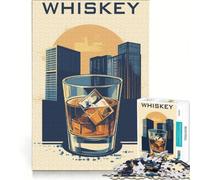 Rompecabezas para Adultos de 1000 Piezas con póster Original de Paisaje Urbano y Whisky Juego Educativo decoración para el hogar 38x52cm