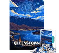 Rompecabezas para Adultos de 1000 Piezas con póster turístico de Queenstown Nueva Zelanda Rompecabezas práctico para Adultos con Corte de precisión cumpleaños (tamaño 38x26cm)